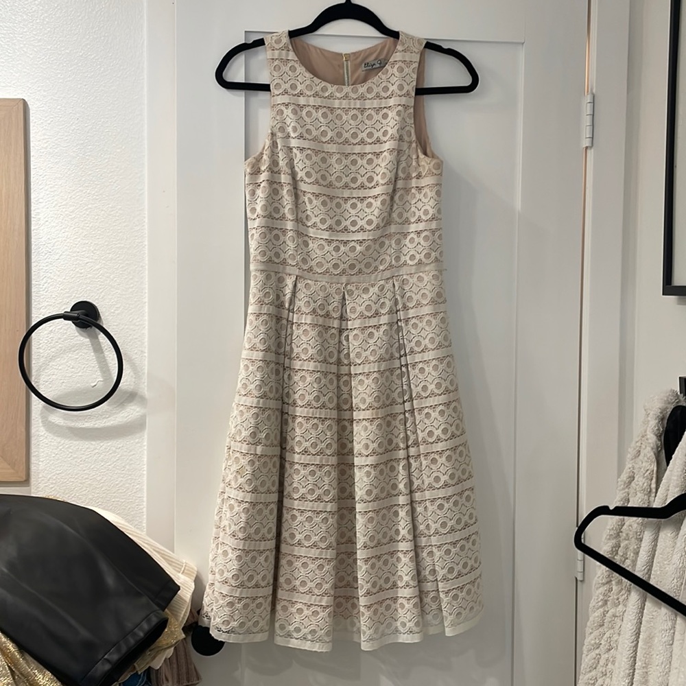 Eyelet Eliza J dress with cream over beige eyelet dress. Size 2 from nordstroms
